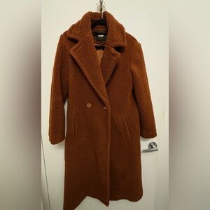 Maje Gourson Brown Teddy Faux Fur Coat